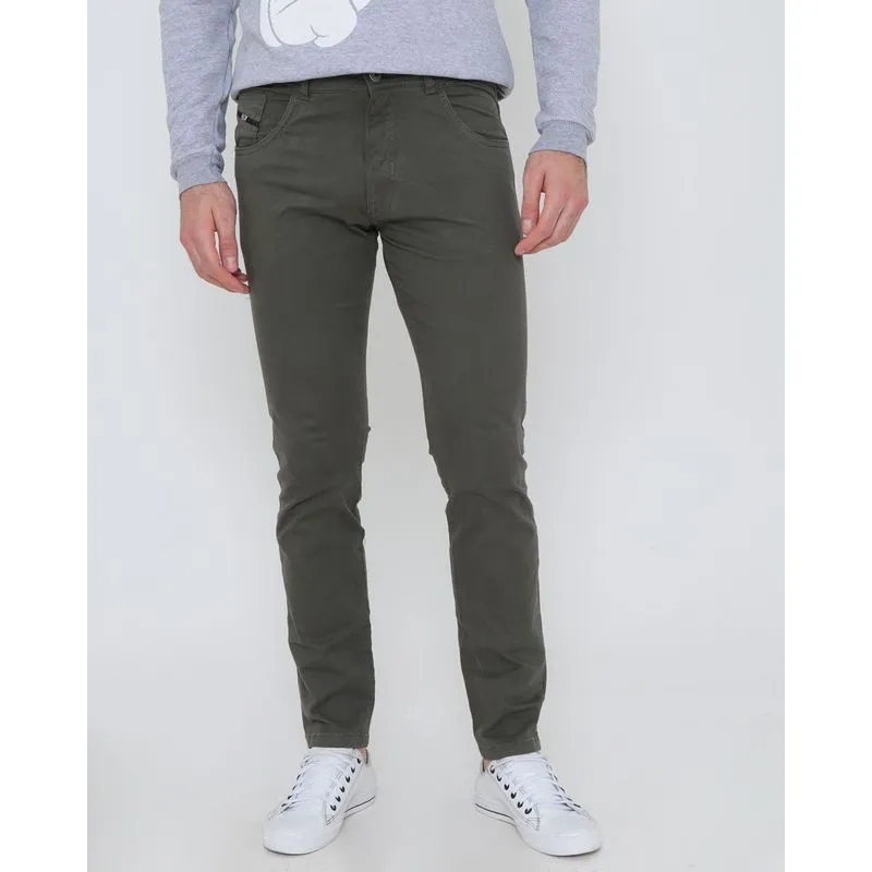 Calça Sarja Masculina Slim Verde Militar 36