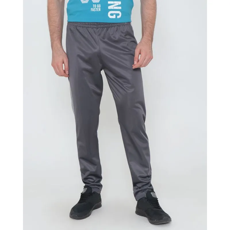 Calça Esportiva Masculina Listras Helanca Cinza Escuro P