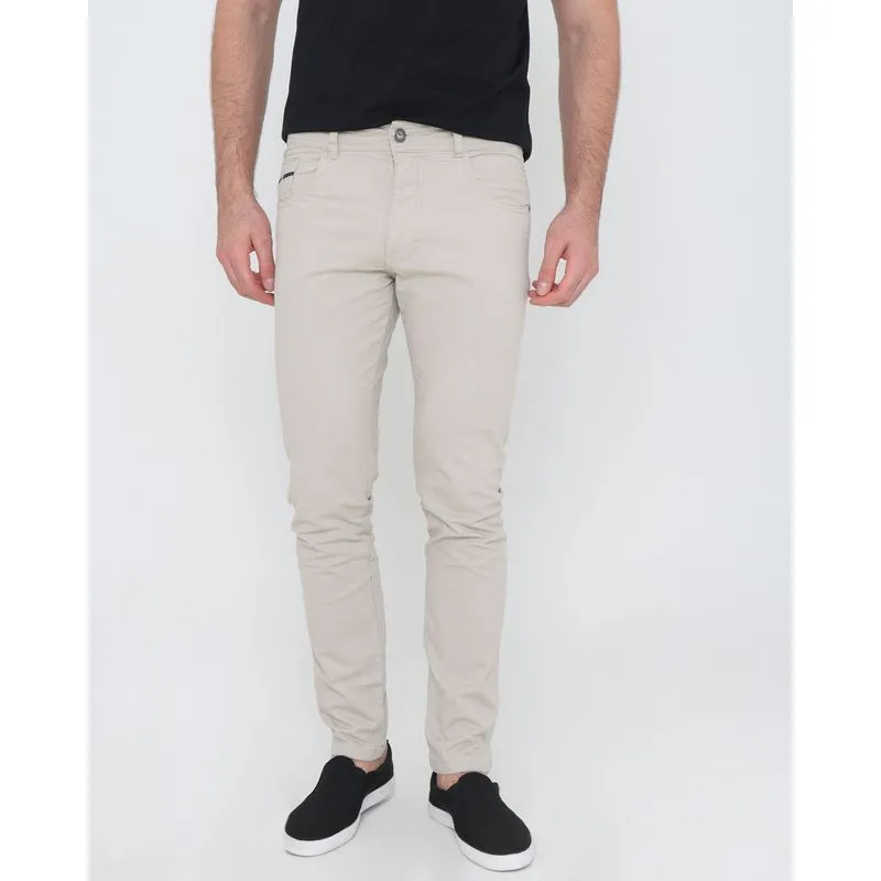 Calça Sarja Masculina Slim Bege Claro 38