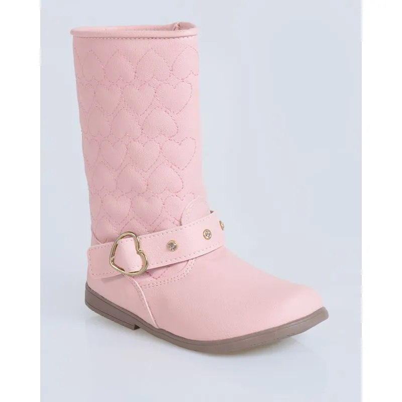 Bota Bebê Cano Médio Coração Rosa 22