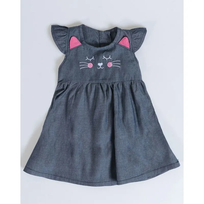 Vestido Jeans Bebê Gatinhos Mescla Azul P