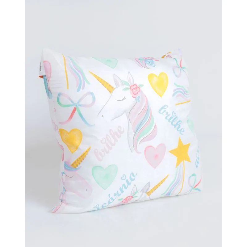Almofada Estampa Unicórnio 40cmx40cm Andreza Branca UN
