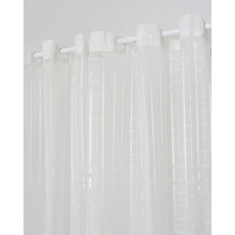 Cortina Cozinha Gales Varão Até 150cm Voal Xadrez Off White UN