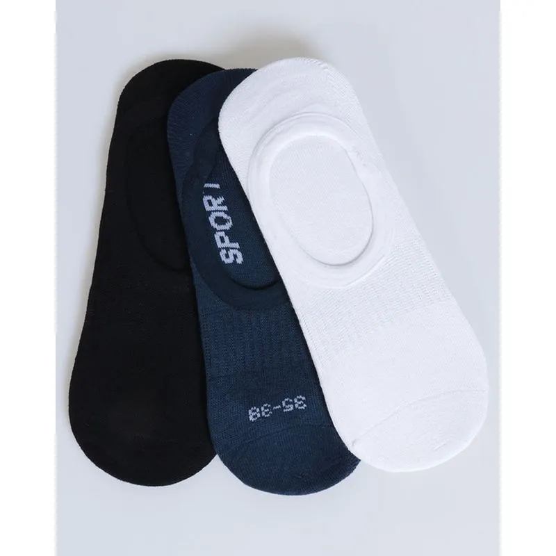 Kit 3 Pares de Meia Sport Masculina Invisível Cinza, Branco e Azul 39 A 42