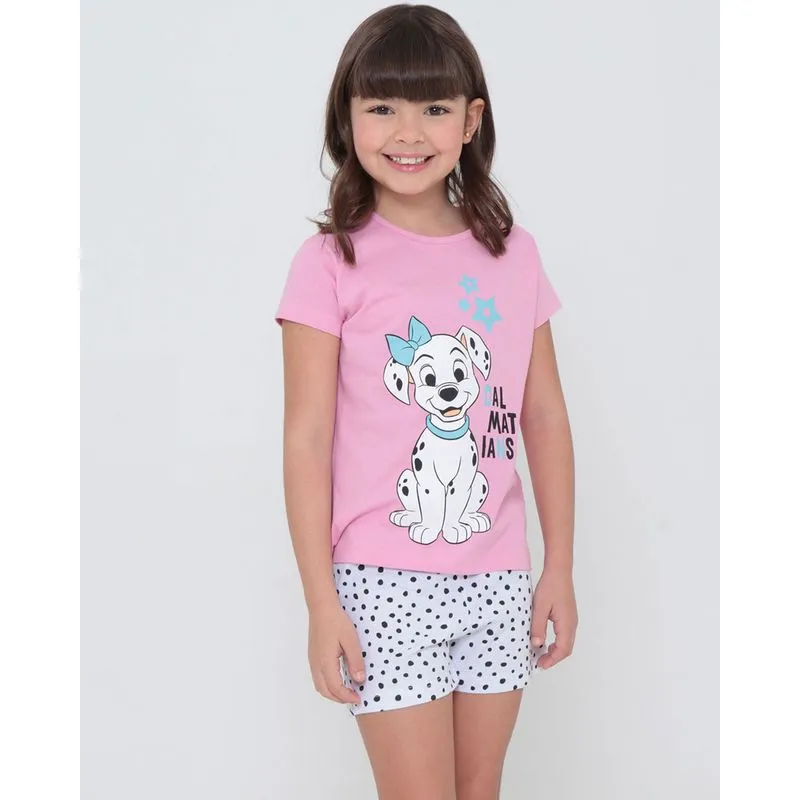 Pijama Infantil Curto 101 Dálmatas Disney Rosa Claro 10