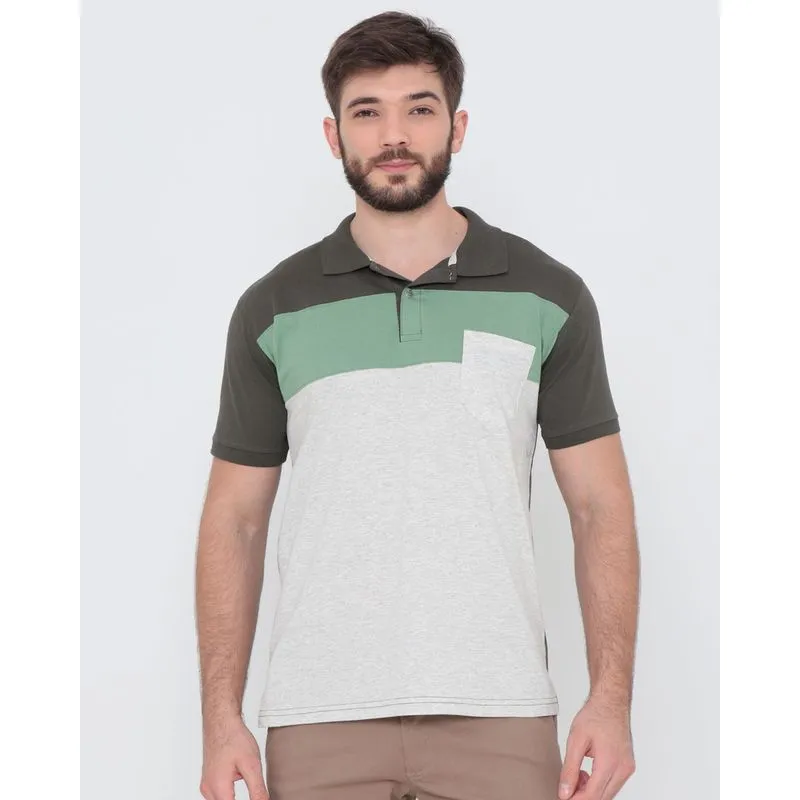 Polo Masculina Bolso Único Recortes Verde G