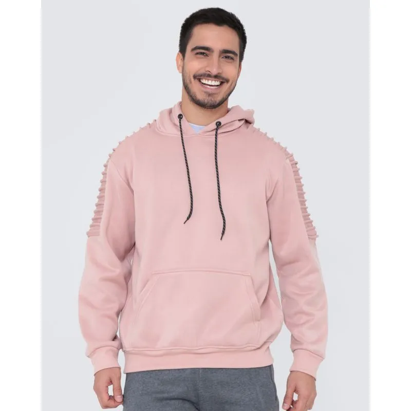 Blusão Moletom Masculino Com Capuz Nervuras Rosa M