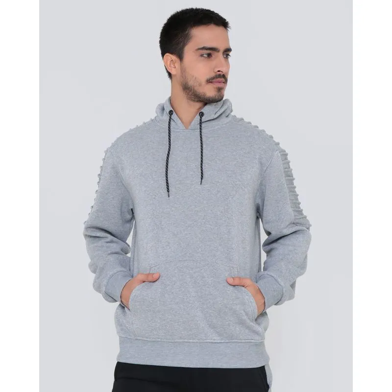 Blusão Moletom Masculino Com Capuz Nervuras Cinza Claro M