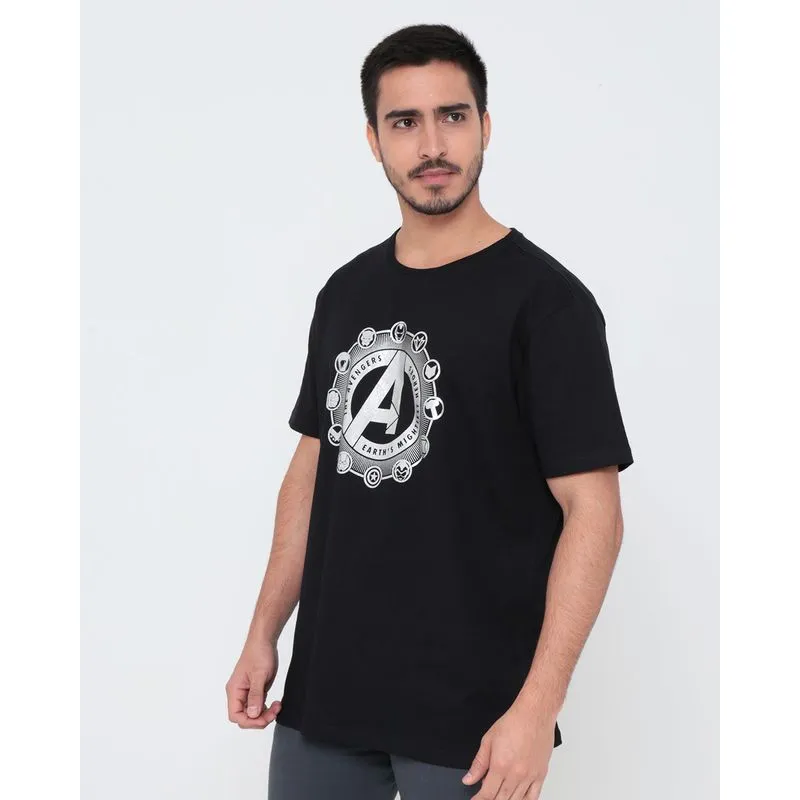 Camiseta Masculina Algodão Marvel Vingadores Preta P