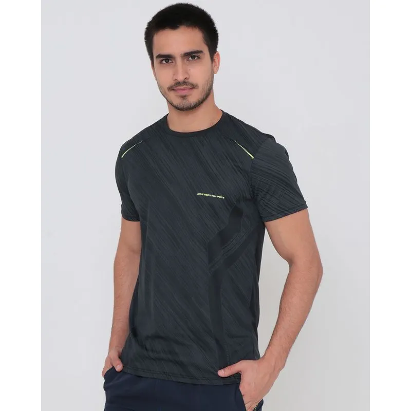Camiseta Esportiva Masculina Estampa Sublimada Preta P