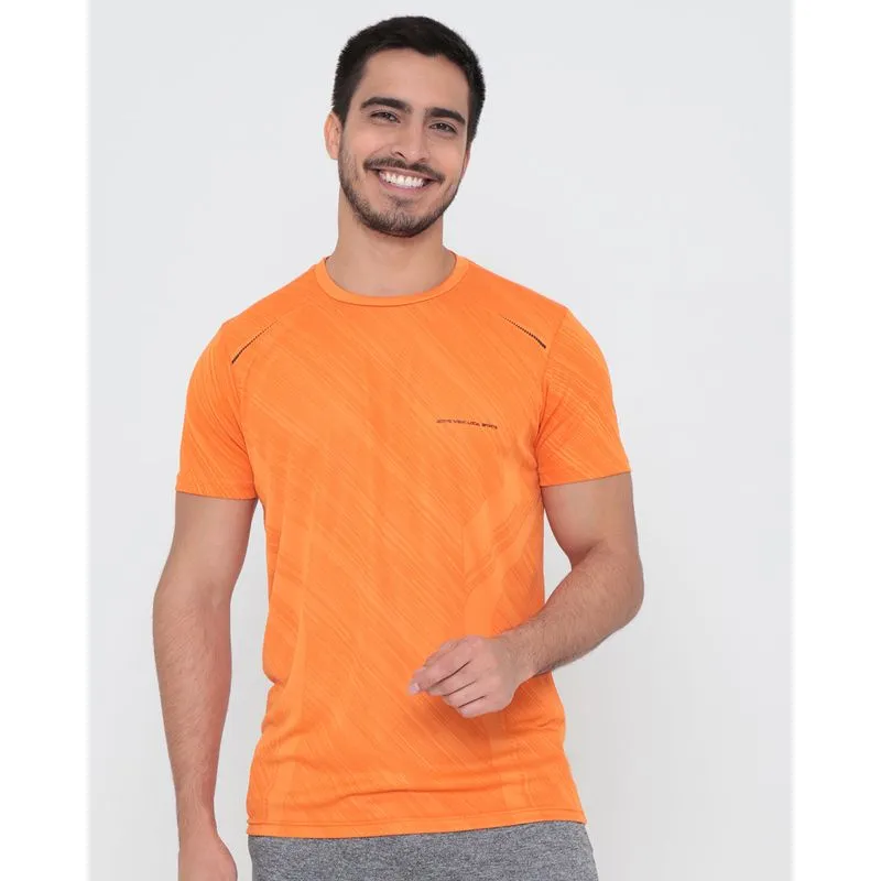 Camiseta Esportiva Masculina Estampa Sublimada Laranja P