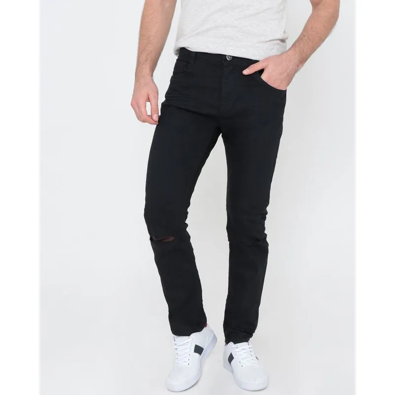 Calça Jeans Masculina Skinny Destroyed Preta 40