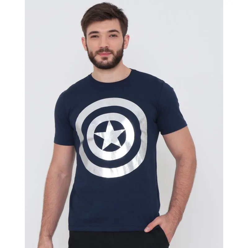 Camiseta Masculina Algodão Marvel Capitão América Marinho G