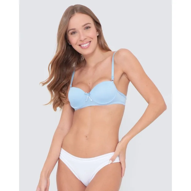 Sutiã Base Avulso Com Bojo Liso Azul Claro G
