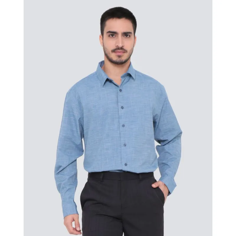 Camisa Social Masculina Manga Longa Listrada Azul 3
