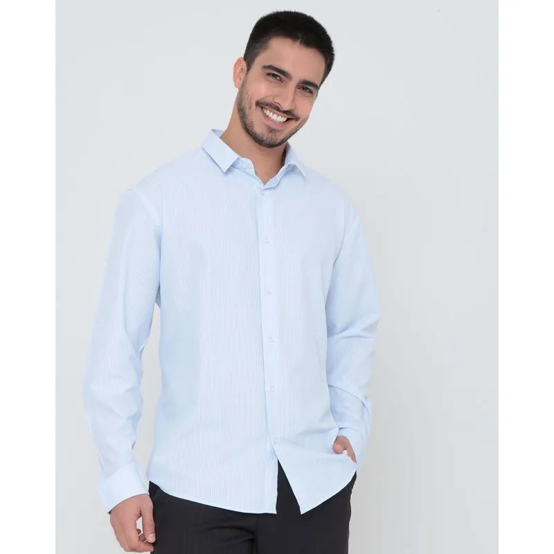 Camisa Social Masculina Manga Longa Azul Claro 6