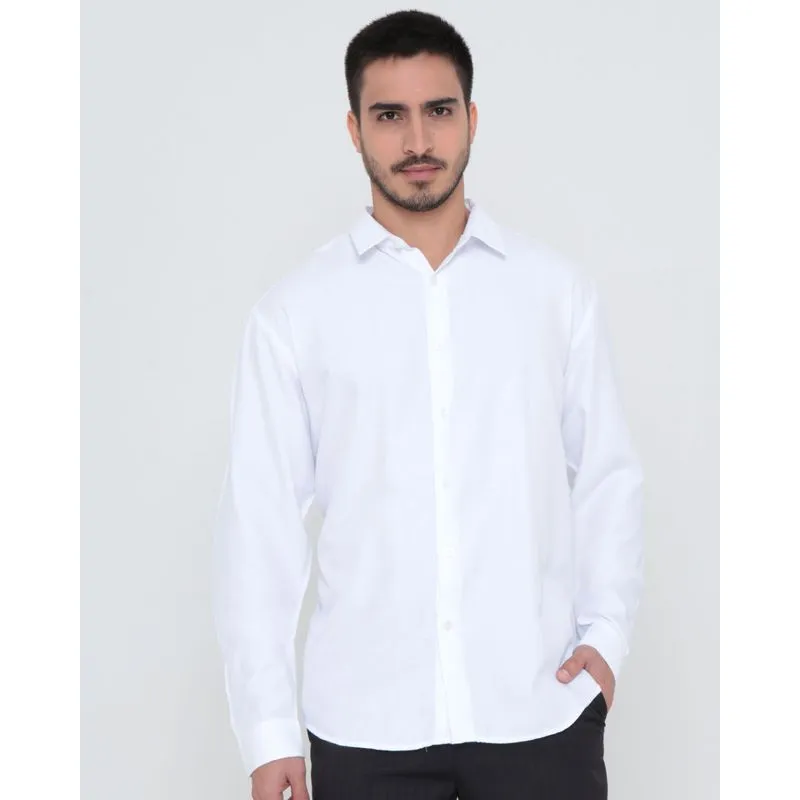 Camisa Masculina Social Textura Branca 6