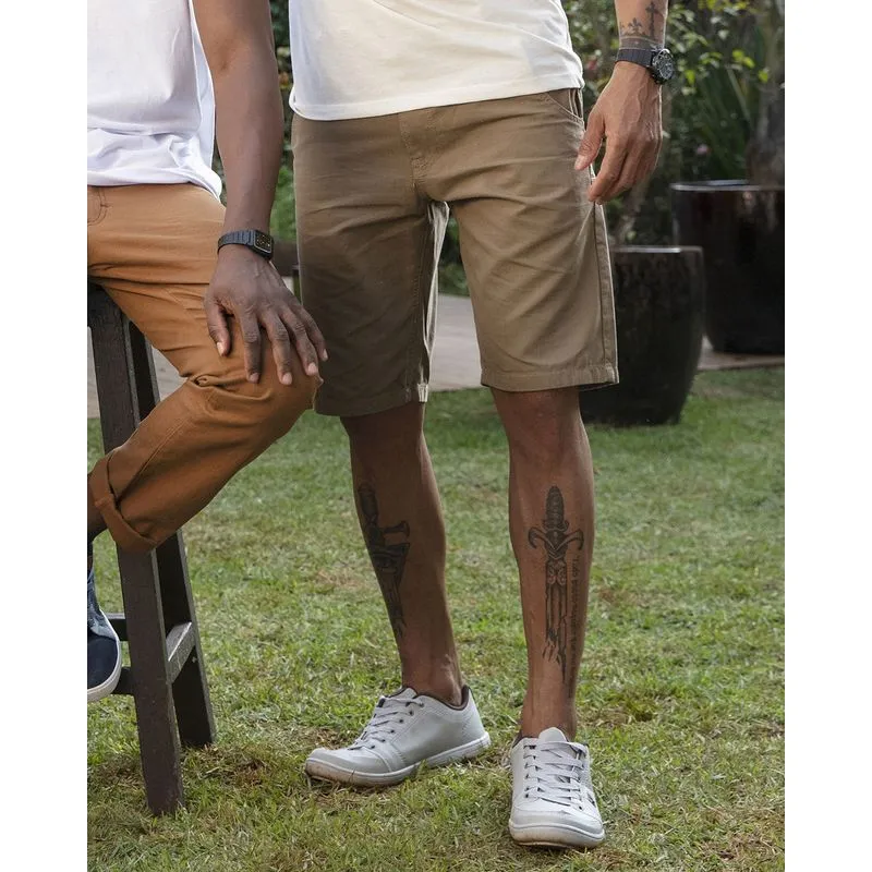 Bermuda Sarja Masculina Reta Bege Escuro 42