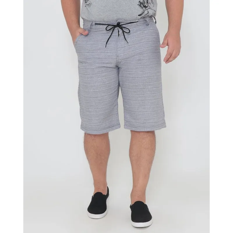Bermuda Masculina Plus Size Sarja Mescla Cinza 50