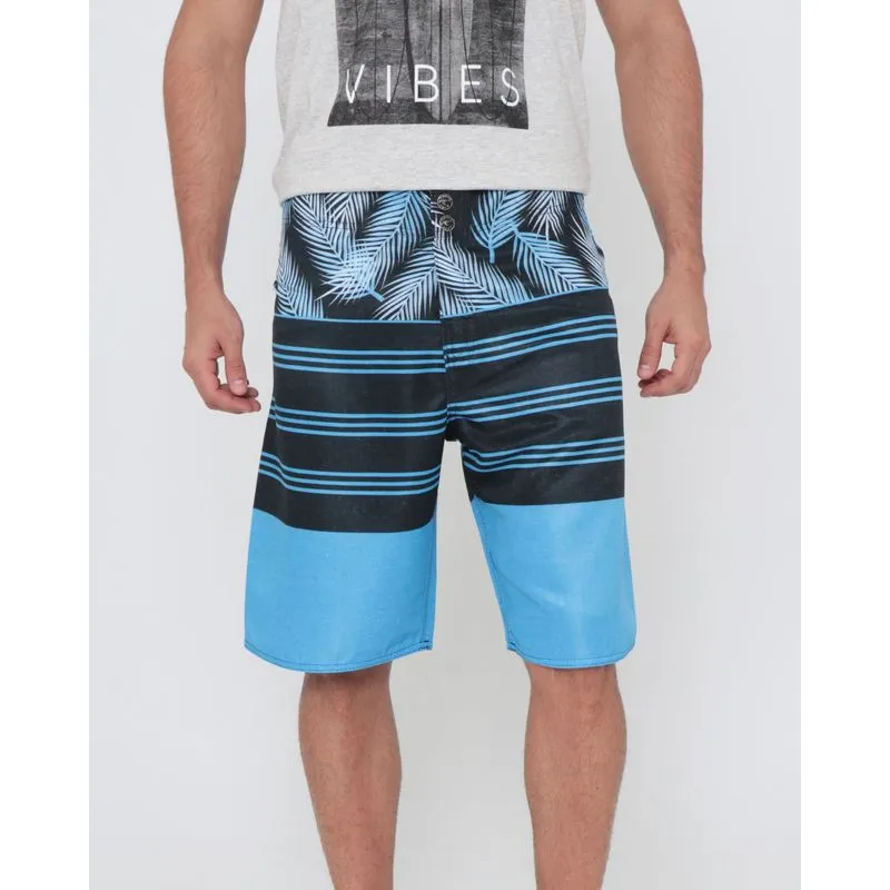 Bermuda Masculina Surf Listras Floral Azul 8100310502136