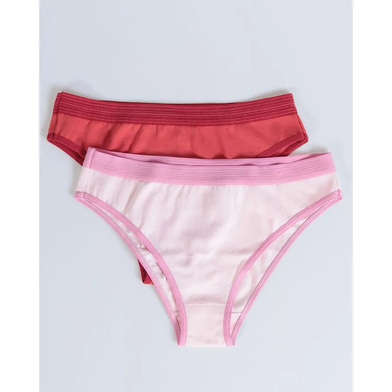 Kit 2 Calcinhas Biquíni Lisa Rosa Vermelha G