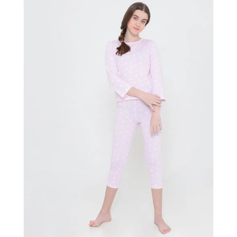 Pijama Juvenil Longo Estampado Estrelas Rosa Claro 12