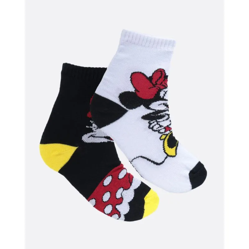 Kit 2 Pares de Meia Infantil Soquete Minnie Disney Preta e Branca 30 A 33