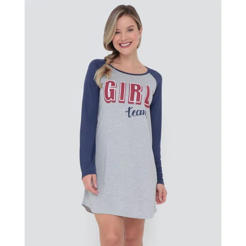 Camisola Manga Longa Estampa Frontal Mescla Cinza G