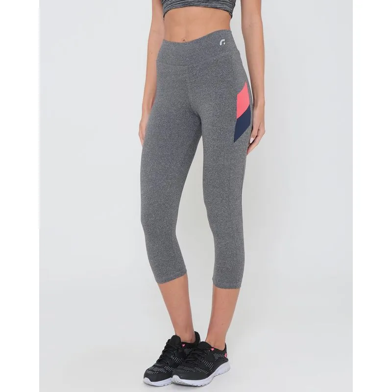 Calça Legging Corsário Recortes Mescla Fitter Cinza P