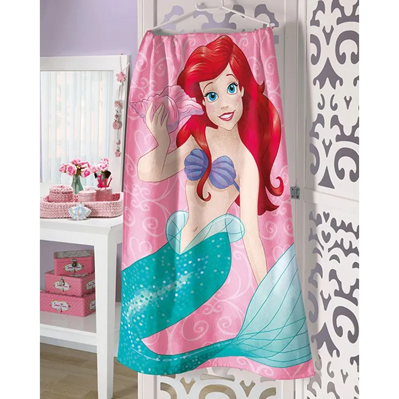 Toalha De Banho Infantil A Pequena Sereia Disney Rosa Claro UN