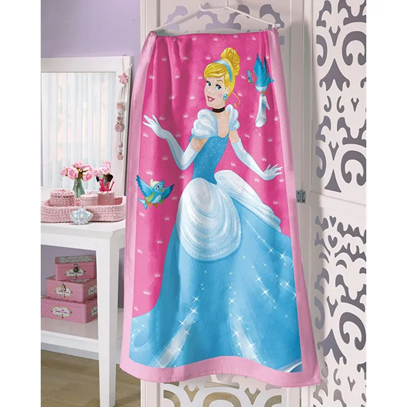 Toalha De Banho Infantil Cinderela Disney Rosa UN