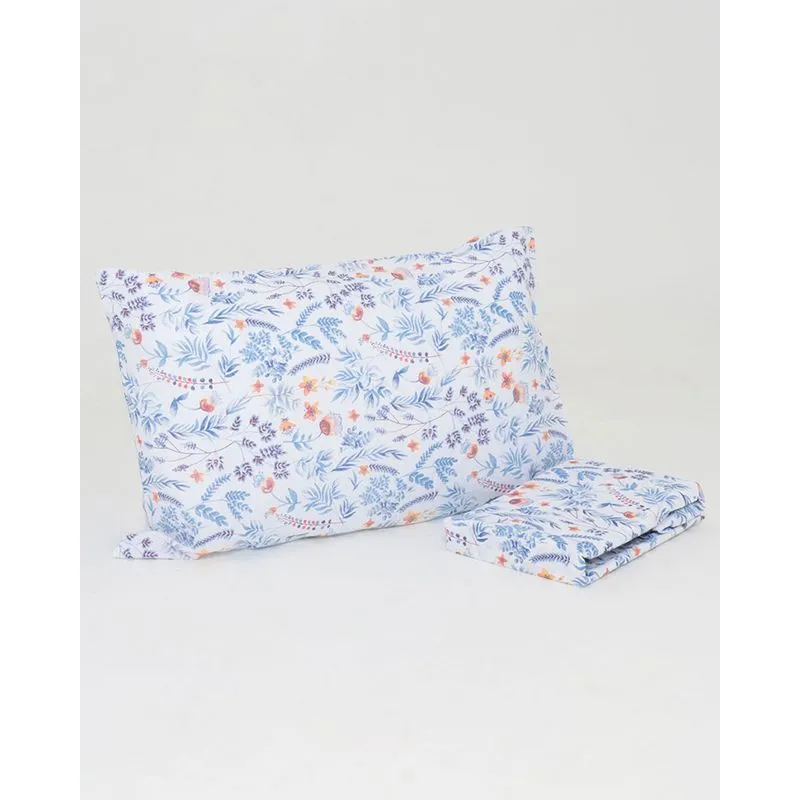 Jogo De Cama Solteiro 2 Peças Andreza Estampa Floral Branco UN