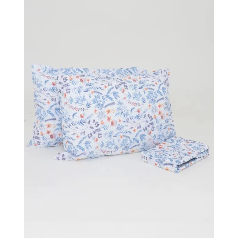 Jogo De Cama Casal 3 Peças Andreza Estampa Floral Branco UN