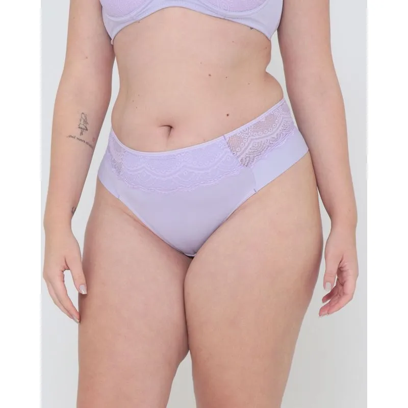 Calcinha Plus Size Fio Avulsa Detalhe Renda Lilás G