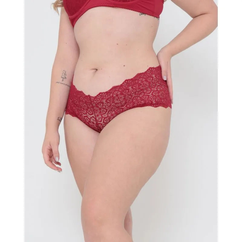 Calcinha Plus Size Caleçon Avulsa Renda Vermelha GG
