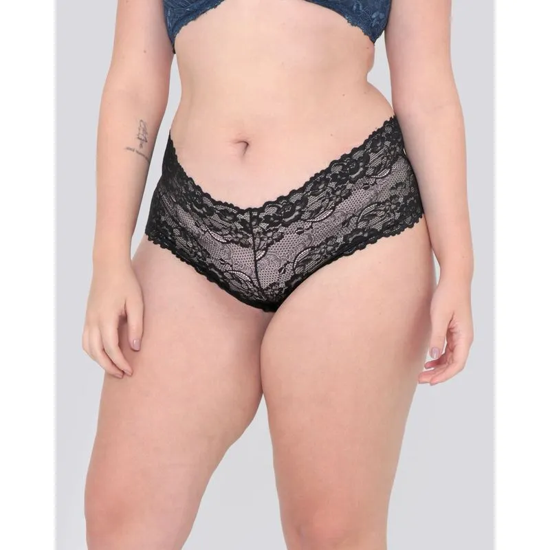 Calcinha Plus Size Caleçon Avulsa Renda Preta G