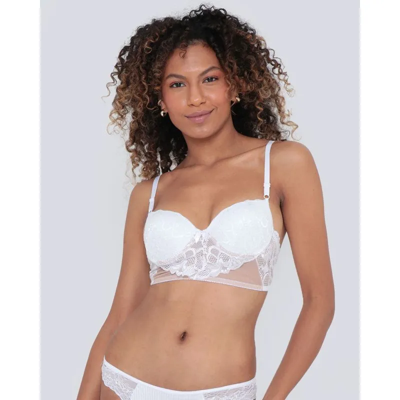 Sutiã Alongado Avulso Tule e Renda Branco 42