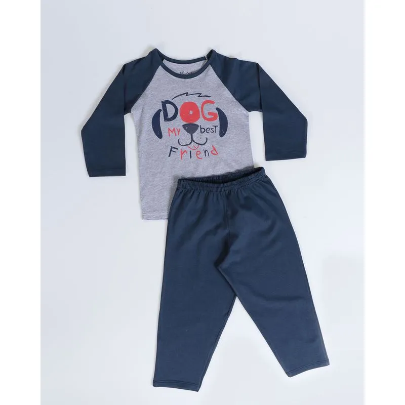 Pijama Bebê Longo Estampa Dog Mescla Cinza 3