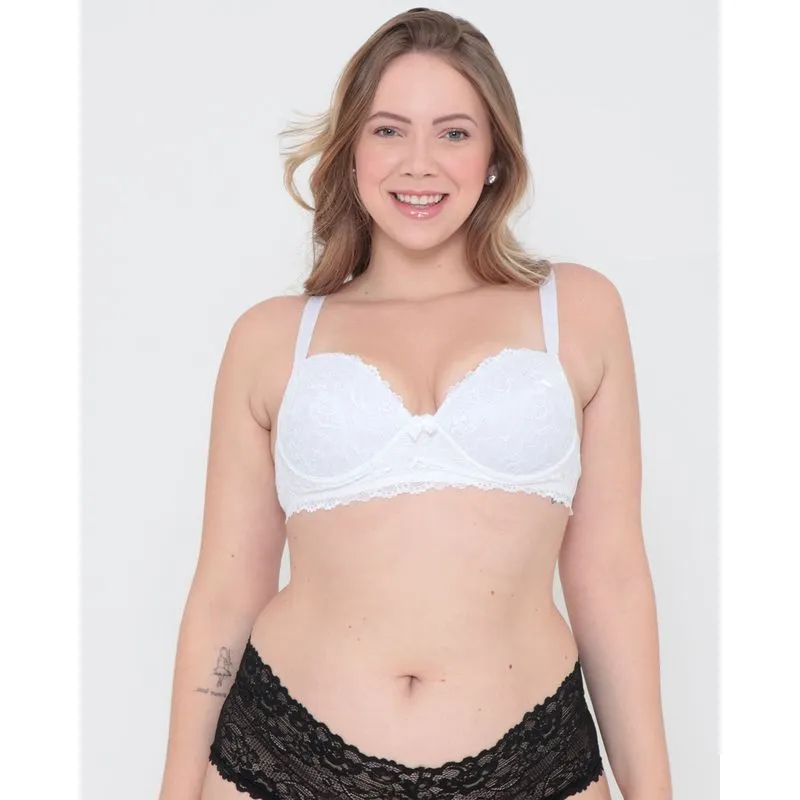 Sutiã Plus Size Base Avulso Em Renda Branco 50