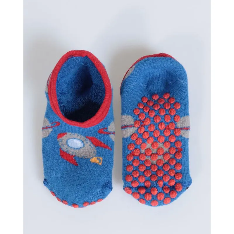 Meia Sapatilha Bebê Antiderrapante Estampada Azul 20 A 22