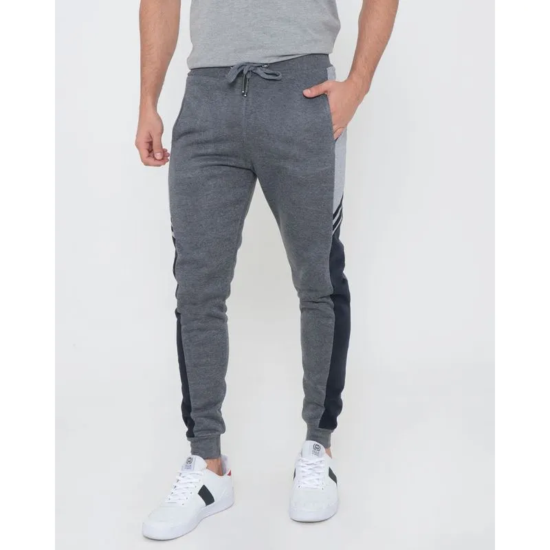 Calça Moletom Masculina Recortes Cinza Escuro M