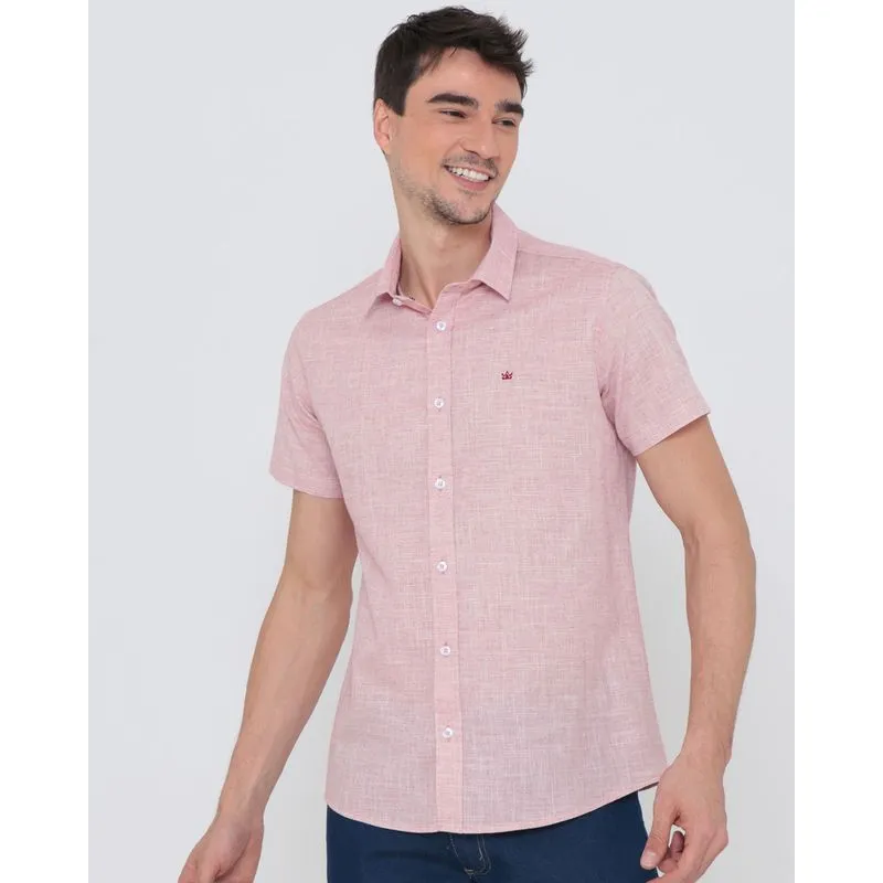 Camisa Masculina Manga Curta Rosa Claro 2