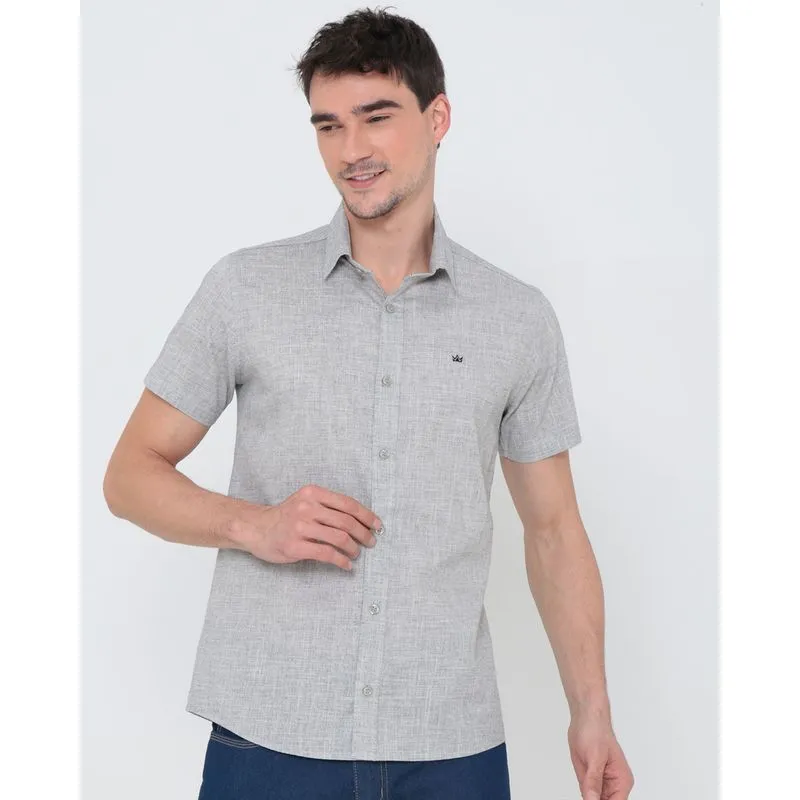 Camisa Masculina Manga Curta Mescla Cinza 3