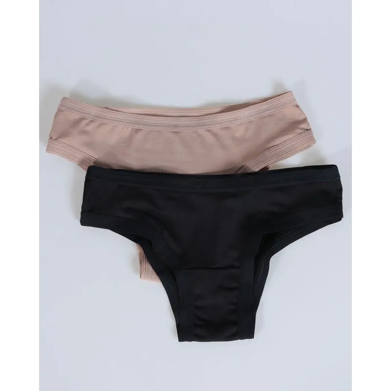 Kit 2 Calcinhas Biquíni Lisas Bege Preta G