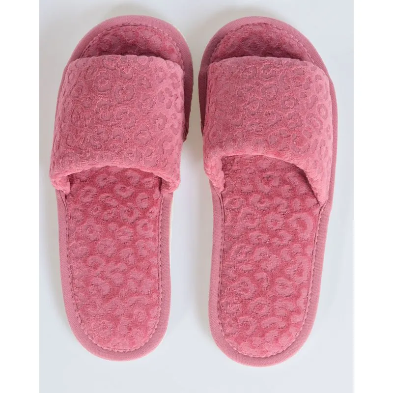 Pantufa Feminina Animal Print Pelúcia Rosa 33/34