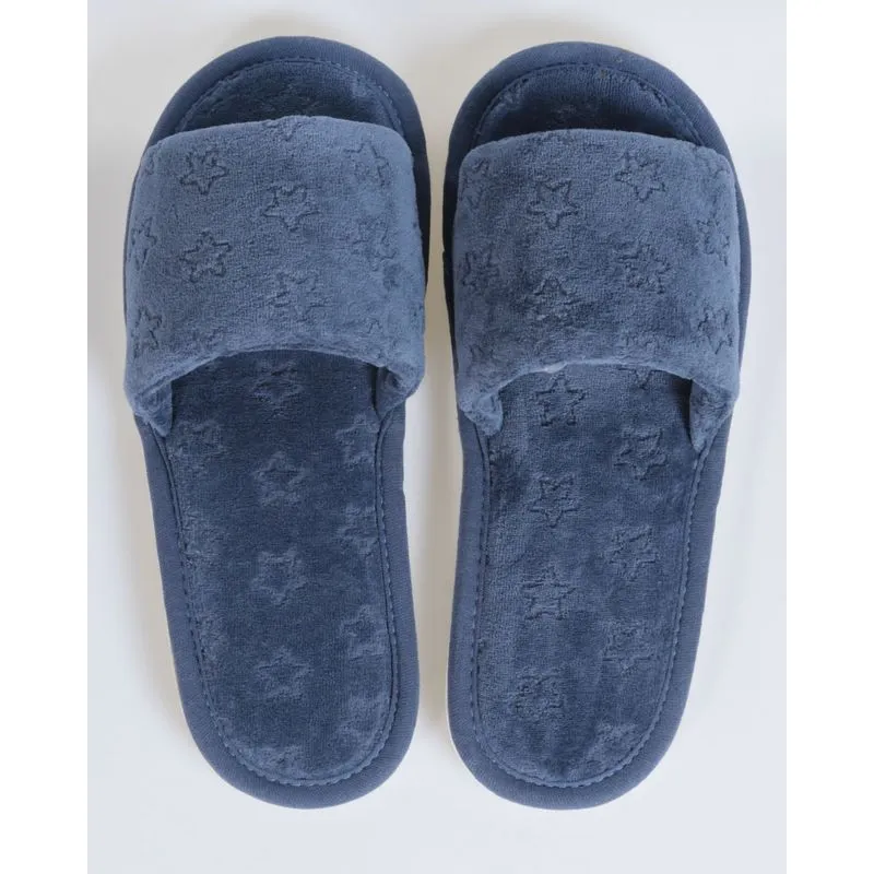 Pantufa Feminina Estrelas Pelúcia Azul Marinho 37/38