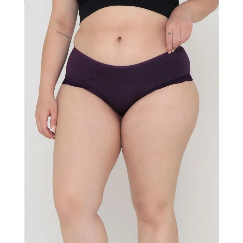 Calcinha Caleçon Plus Size Detalhe Renda Roxa P