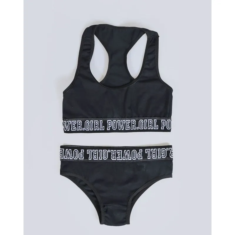 Conjunto Lingerie Juvenil Estampa Escrita Preto 16