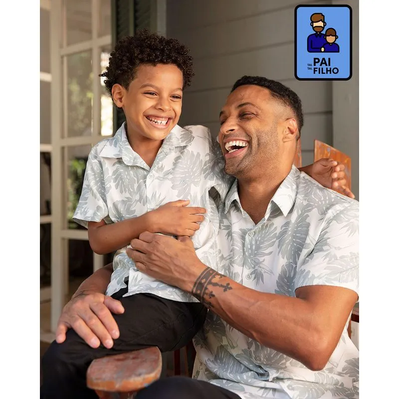 Camisa Masculina Estampada Folhas Branca M