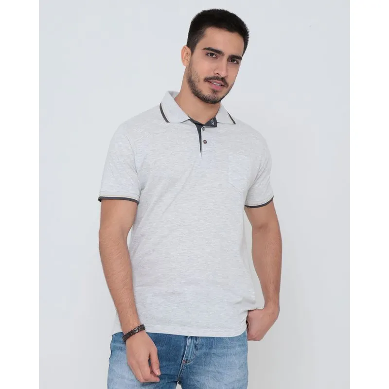 Polo Masculina Bolso Mescla Cinza M